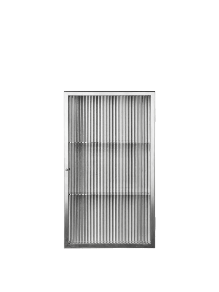 Haze Wall Cabinet - Ferm Living Storage + Organization - Brushed Stainless Steel - Reeded - HORNE