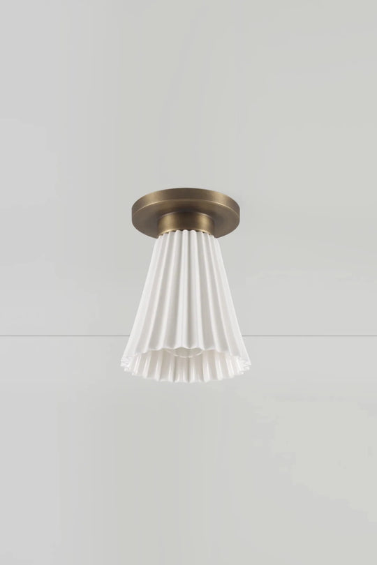 Hector Pleat Medium Ceiling Light - Original BTC Floor Lamps - Antique Brass - HORNE