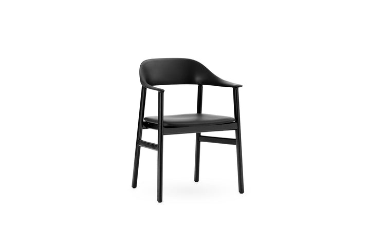 Herit Armchair Upholstery - Normann Copenhagen Dining Chairs - Herit Armchair Upholstery Black Oak - Spectrum Leather Black - HORNE