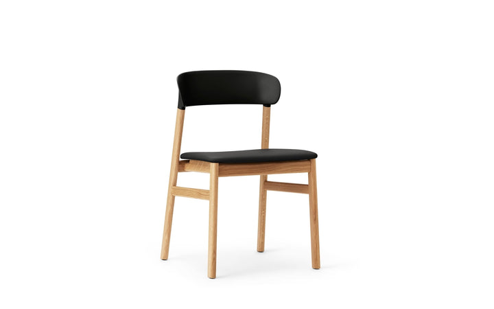 Herit Chair Upholstery - Normann Copenhagen Dining Chairs - Herit Chair Upholstery Oak - Spectrum Leather Black - HORNE