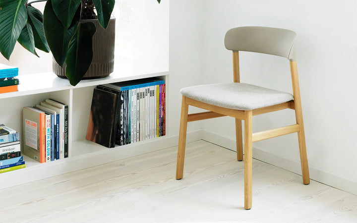 Herit Chair Upholstery - Normann Copenhagen Dining Chairs - Herit Chair Upholstery Smoked Oak - Remix White - HORNE