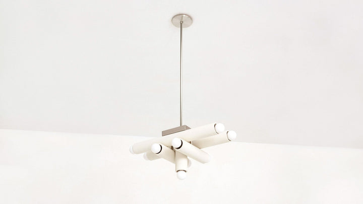 Hieroglyph Pendant - Workstead Pendants - Painted White Oak - Hewn Brass + Beige Cord - HORNE