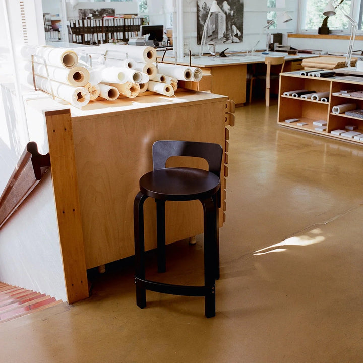 High Chair K65 - Artek Stools + Benches + Ottomans - Black Lacquered - HORNE