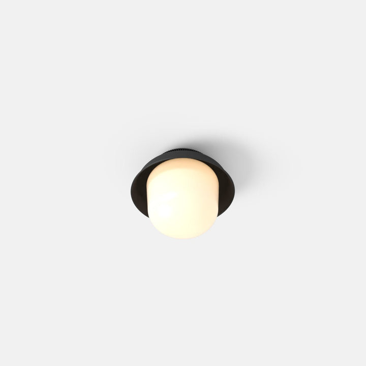 Hoist Flush Mount - Small Shade - RBW Lighting - Matte Black - Large Glass Diffuser - 2700K (warm white) - HORNE