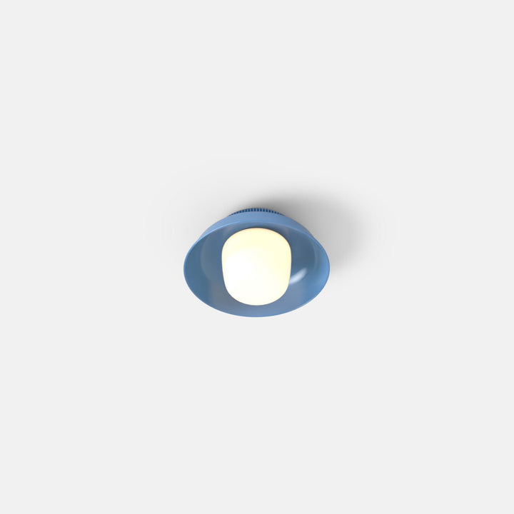 Hoist Flush Mount - Small Shade - RBW Lighting - Blue Gloss - Small Glass Diffuser - 2700K (warm white) - HORNE