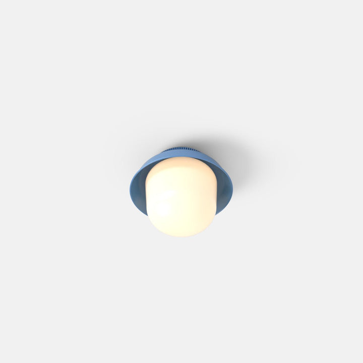 Hoist Flush Mount - Small Shade - RBW Lighting - Blue Gloss - Large Glass Diffuser - 2700K (warm white) - HORNE
