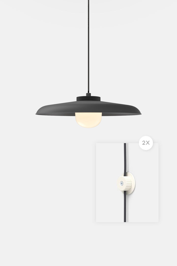 Hoist Pendant Plug - In - Large Glass Diffuser - Large Shade - RBW Lighting - Matte Black - Cream White - 2700K (warm white) - HORNE