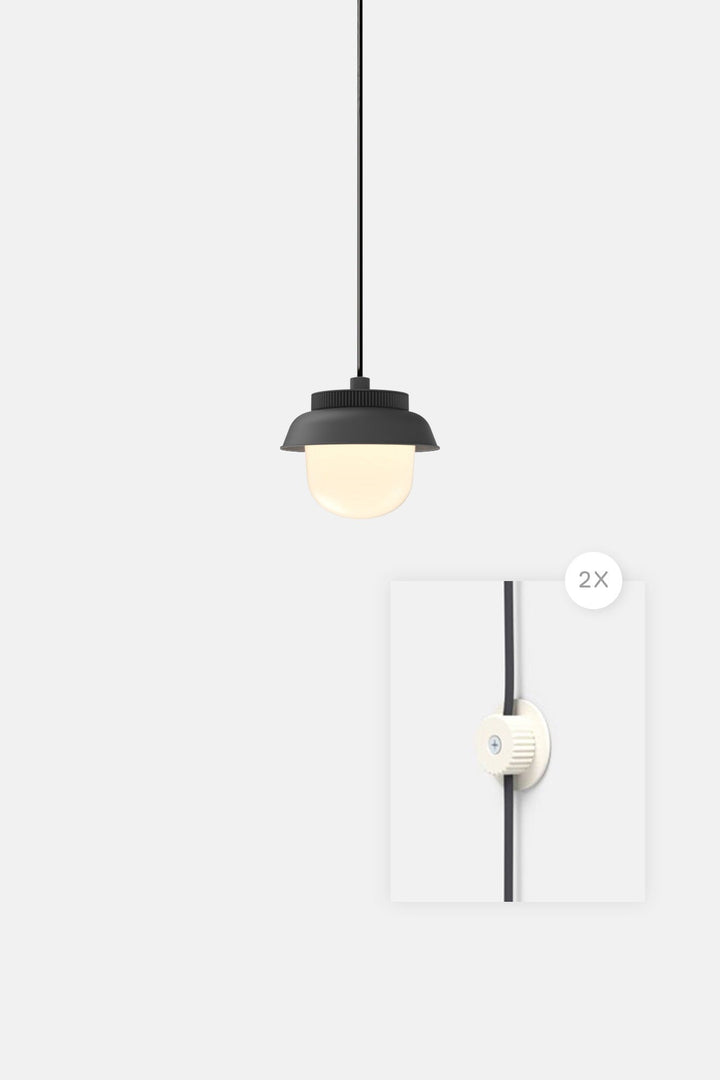 Hoist Pendant Plug - In - Large Glass Diffuser - Small Shade - RBW Lighting - Matte Black - Cream White - 2700K (warm white) - HORNE