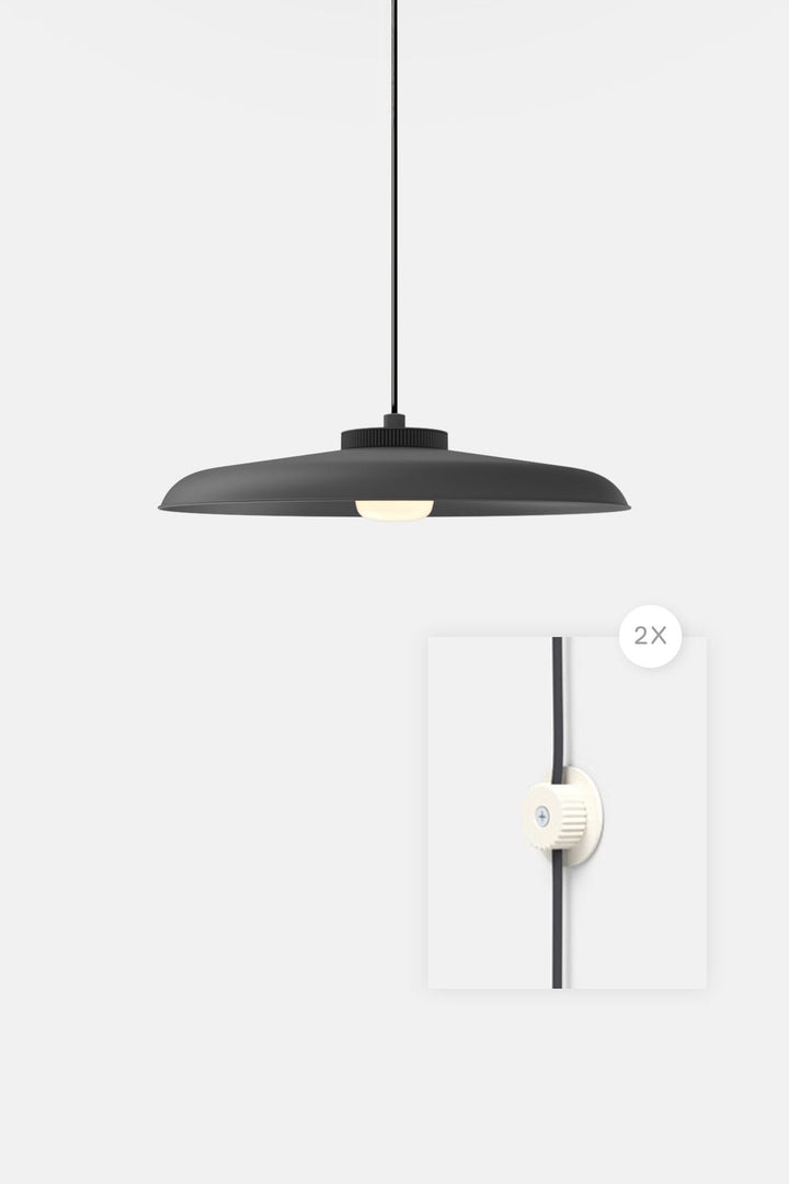 Hoist Pendant Plug - In - Small Glass Diffuser - Large Shade - RBW Lighting - Matte Black - Cream White - 2700K (warm white) - HORNE