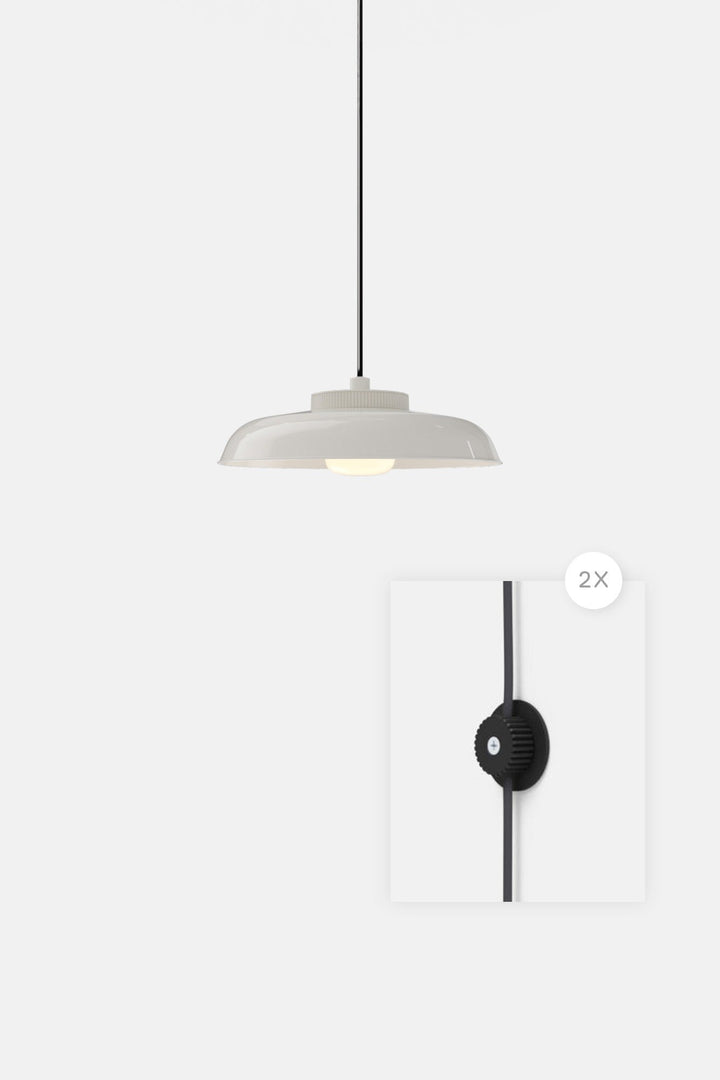 Hoist Pendant Plug - In - Small Glass Diffuser - Medium Shade - RBW Lighting - Cream White - Matte Black - 2700K (warm white) - HORNE