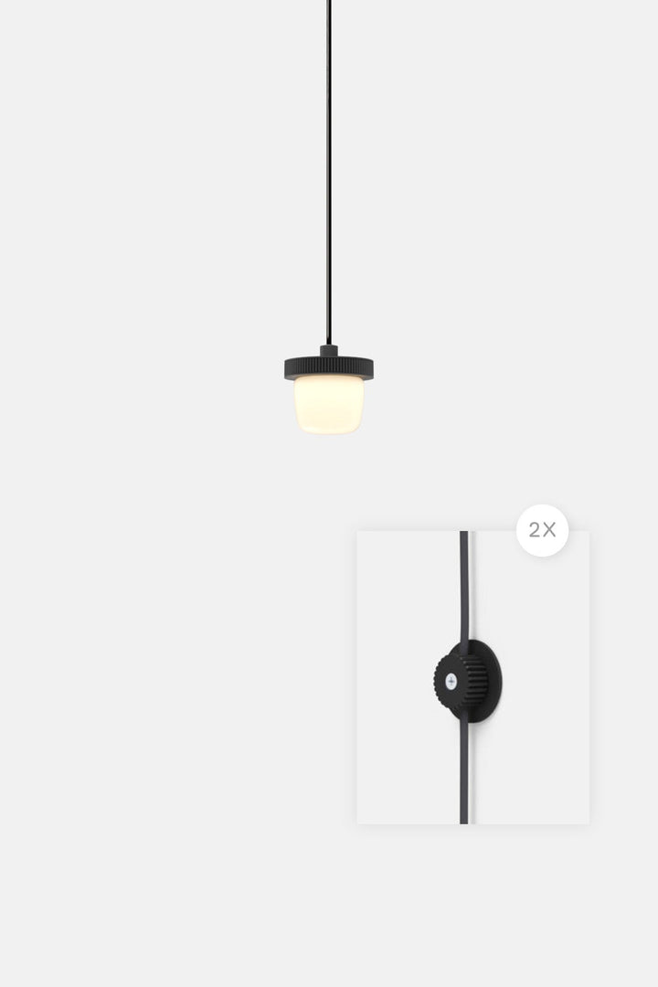 Hoist Pendant Plug - In - Small Glass Diffuser - No Shade - RBW Lighting - Matte Black - Matte Black - 2700K (warm white) - HORNE