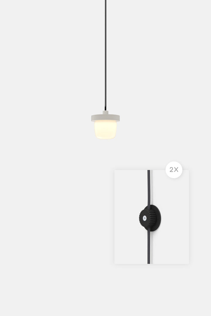 Hoist Pendant Plug - In - Small Glass Diffuser - No Shade - RBW Lighting - Cream White - Matte Black - 2700K (warm white) - HORNE