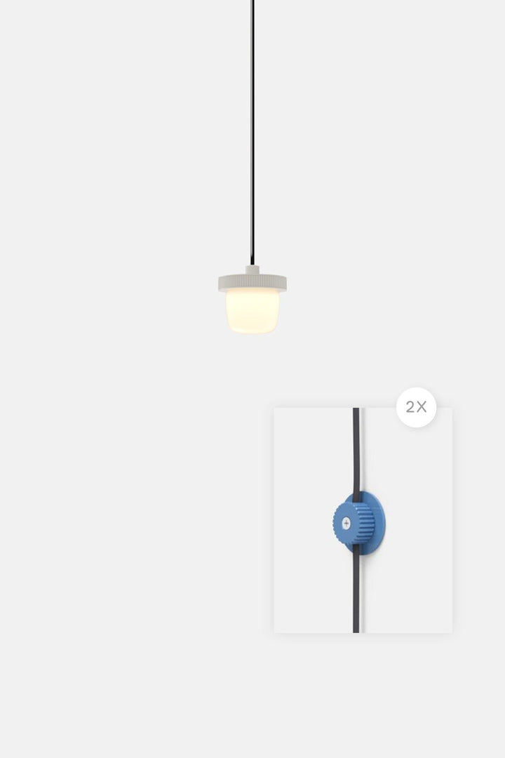 Hoist Pendant Plug - In - Small Glass Diffuser - No Shade - RBW Lighting - Cream White - Blue Gloss - 2700K (warm white) - HORNE