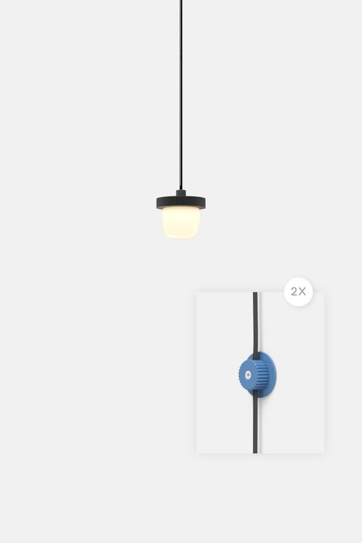 Hoist Pendant Plug - In - Small Glass Diffuser - No Shade - RBW Lighting - Matte Black - Blue Gloss - 2700K (warm white) - HORNE