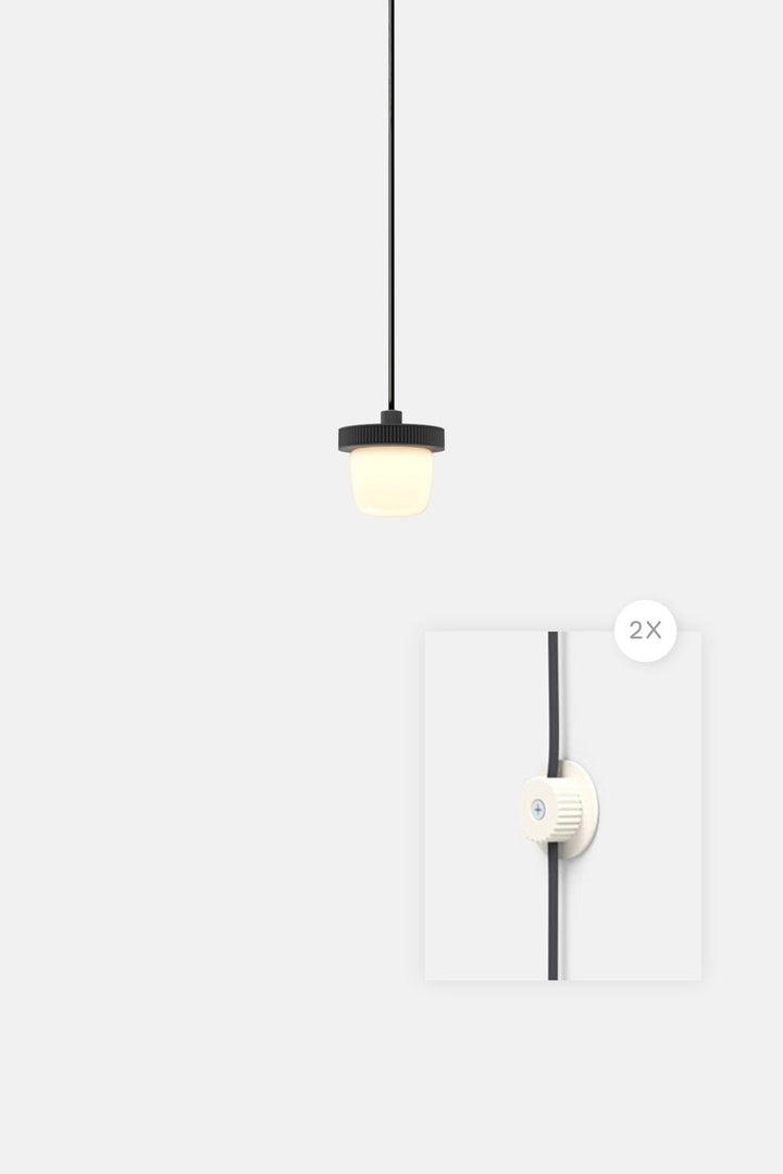 Hoist Pendant Plug - In - Small Glass Diffuser - No Shade - RBW Lighting - Matte Black - Cream White - 2700K (warm white) - HORNE
