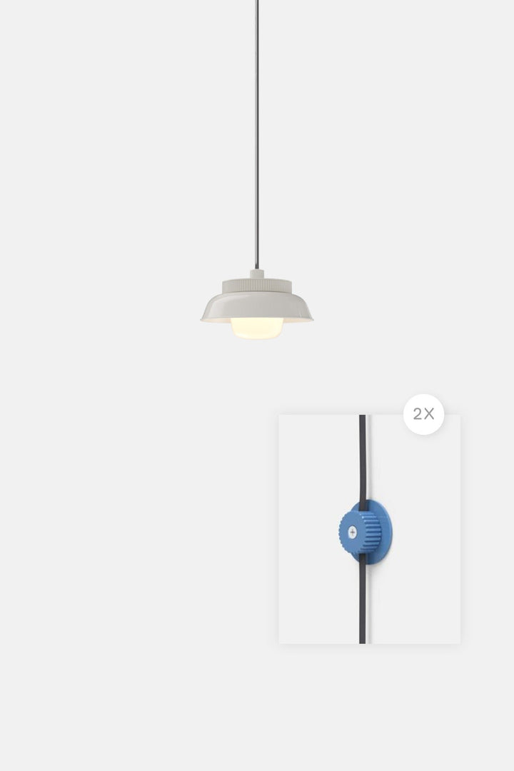 Hoist Pendant Plug - In - Small Glass Diffuser - Small Shade - RBW Lighting - Cream White - Blue Gloss - 2700K (warm white) - HORNE