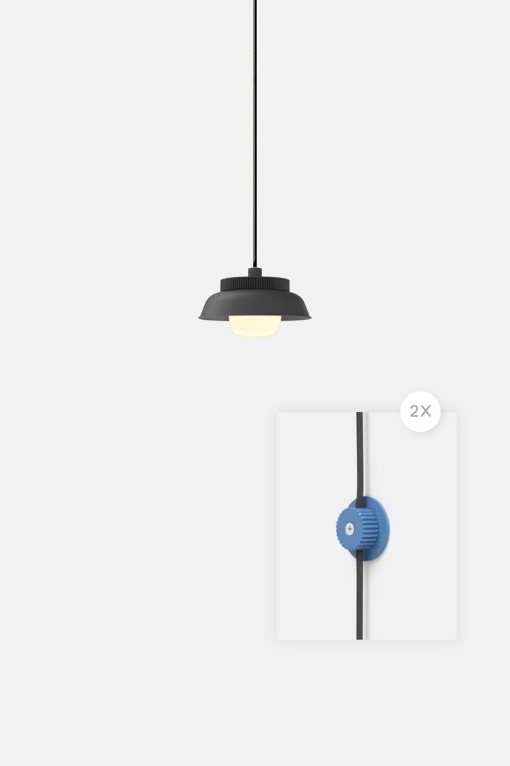 Hoist Pendant Plug - In - Small Glass Diffuser - Small Shade - RBW Lighting - Matte Black - Blue Gloss - 2700K (warm white) - HORNE