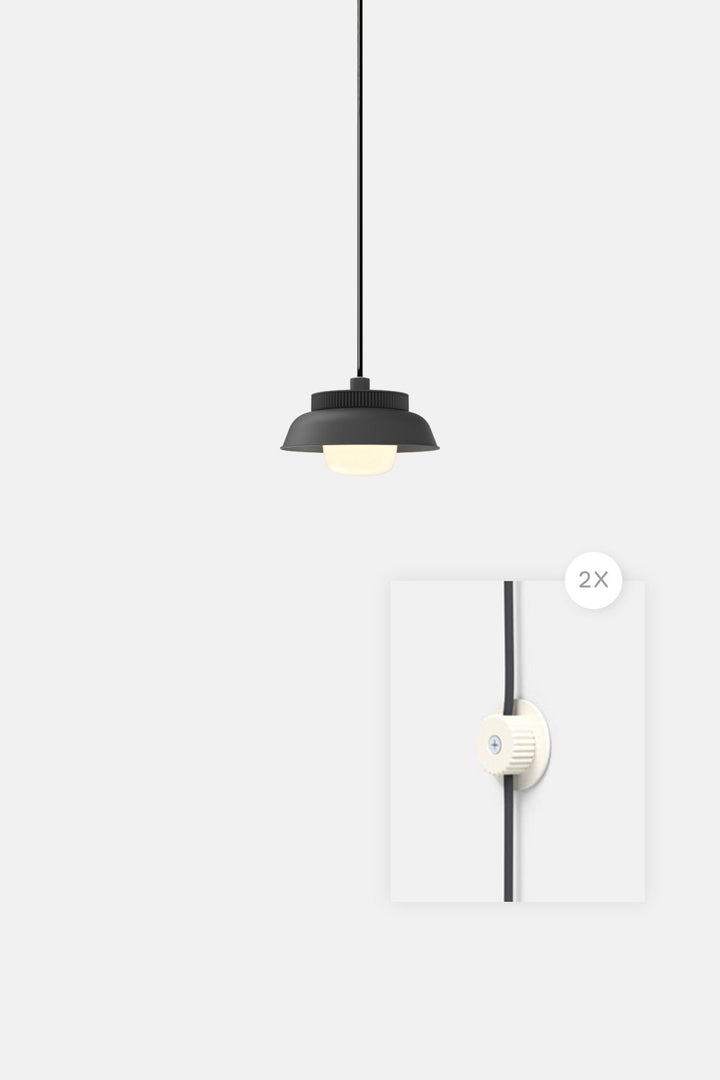 Hoist Pendant Plug - In - Small Glass Diffuser - Small Shade - RBW Lighting - Matte Black - Cream White - 2700K (warm white) - HORNE