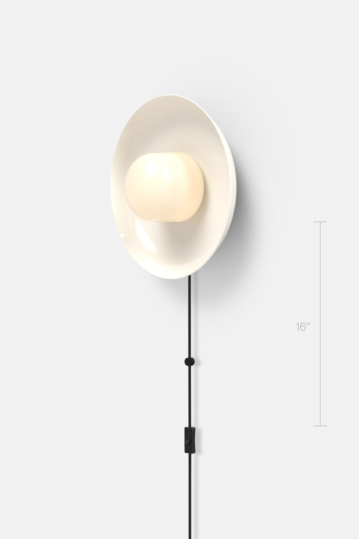 Hoist Sconce Corded - Large Glass Diffuser - Medium Shade - RBW Lighting - Cream White - Corded Plug - in (Bottom) / 120V Input - 2700K (warm white) - HORNE