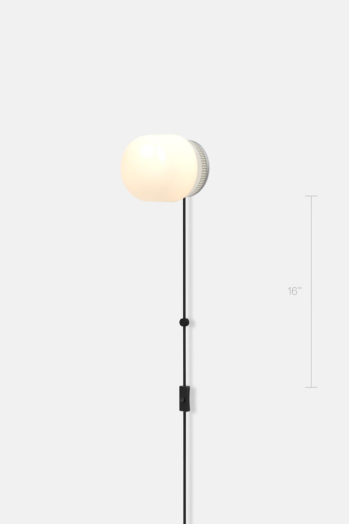 Hoist Sconce Corded - Large Glass Diffuser - No Shade - RBW Lighting - Cream White - Corded Plug - in (Bottom) / 120V Input - 2700K (warm white) - HORNE