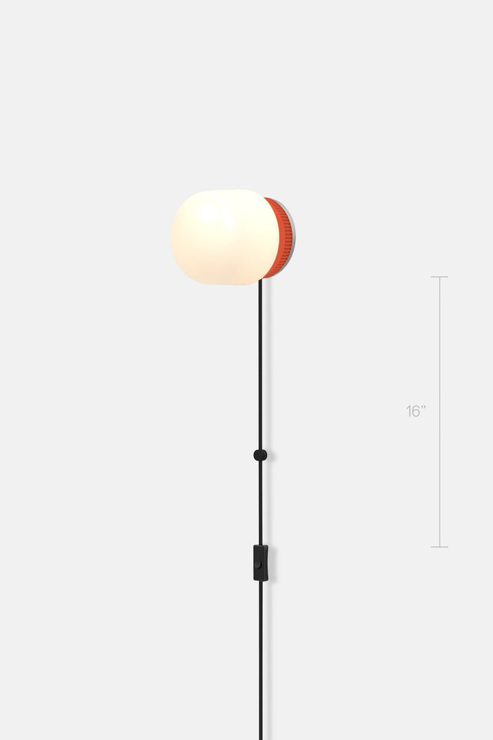 Hoist Sconce Corded - Large Glass Diffuser - No Shade - RBW Lighting - Vermilion - Corded Plug - in (Bottom) / 120V Input - 2700K (warm white) - HORNE