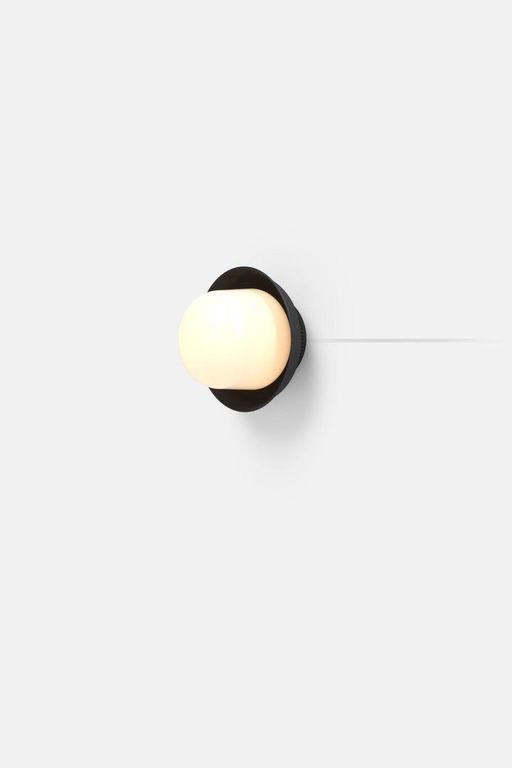 Hoist Sconce Corded - Large Glass Diffuser - Small Shade - RBW Lighting - Matte Black - Corded Plug - in (Back) / 120V Input - 2700K (warm white) - HORNE