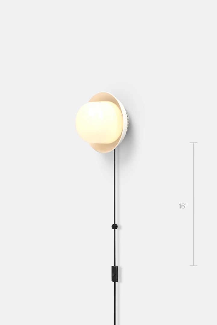 Hoist Sconce Corded - Large Glass Diffuser - Small Shade - RBW Lighting - Cream White - Corded Plug - in (Bottom) / 120V Input - 2700K (warm white) - HORNE