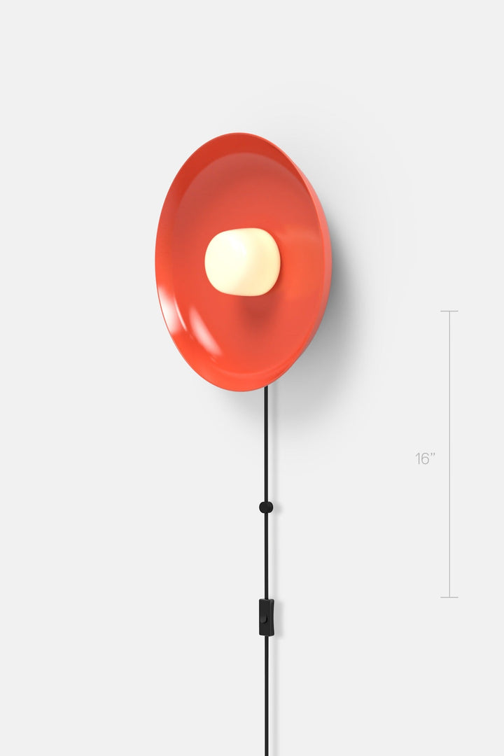 Hoist Sconce Corded - Small Glass Diffuser - Medium Shade - RBW Lighting - Vermilion - Corded Plug - in (Bottom) / 120V Input - 2700K (warm white) - HORNE