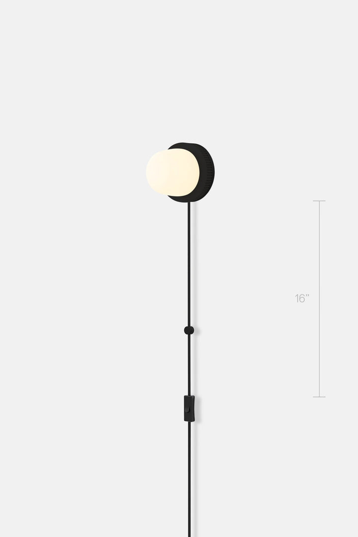 Hoist Sconce Corded - Small Glass Diffuser - No Shade - RBW Lighting - Matte Black - Corded Plug - in (Bottom) w. Toggle Switch / 120V Input - 2700K (warm white) - HORNE