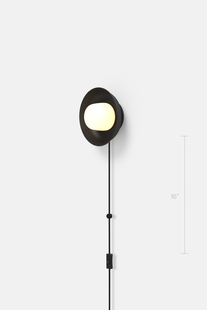 Hoist Sconce Corded - Small Glass Diffuser - Small Shade - RBW Lighting - Matte Black - Corded Plug - in (Bottom) / 120V Input - 2700K (warm white) - HORNE