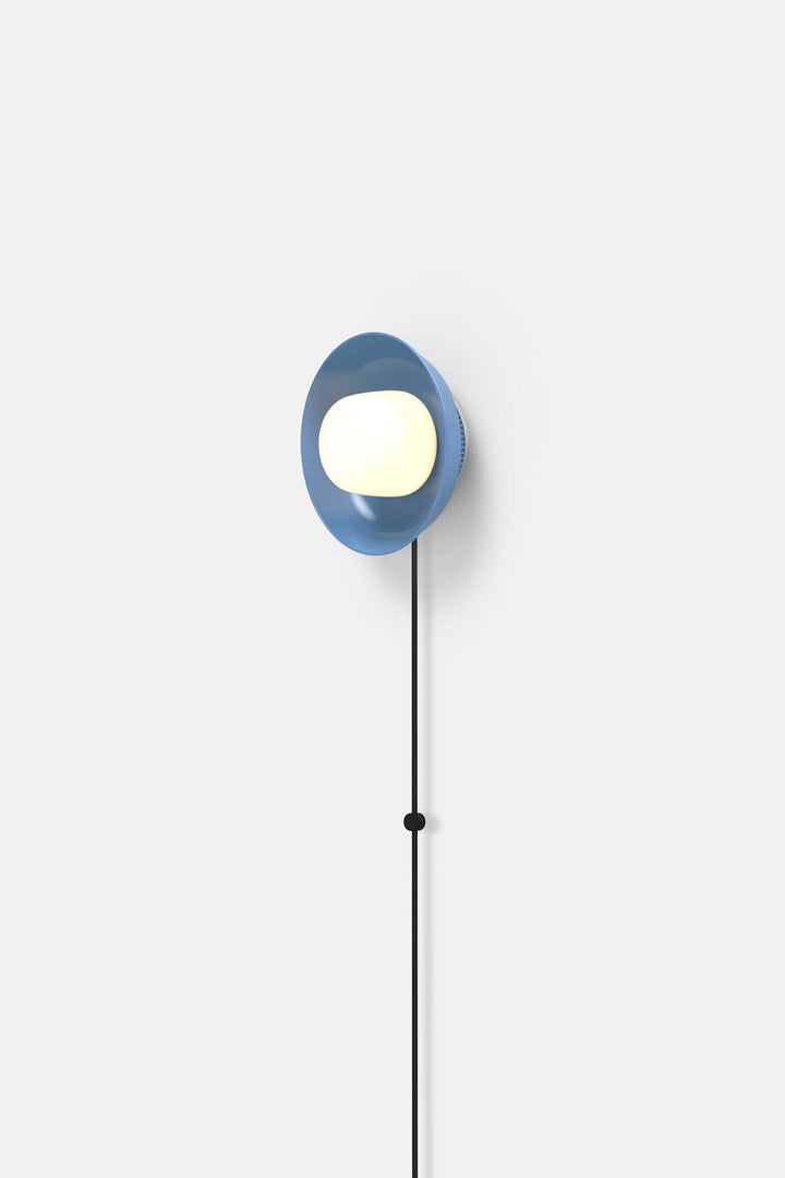 Hoist Sconce Corded - Small Glass Diffuser - Small Shade - RBW Lighting - Blue Gloss - Corded Plug - in (Back) / 120V Input - 3000K (soft white) - HORNE