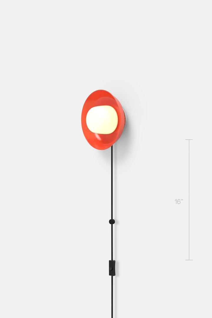 Hoist Sconce Corded - Small Glass Diffuser - Small Shade - RBW Lighting - Vermilion - Corded Plug - in (Bottom) / 120V Input - 2700K (warm white) - HORNE