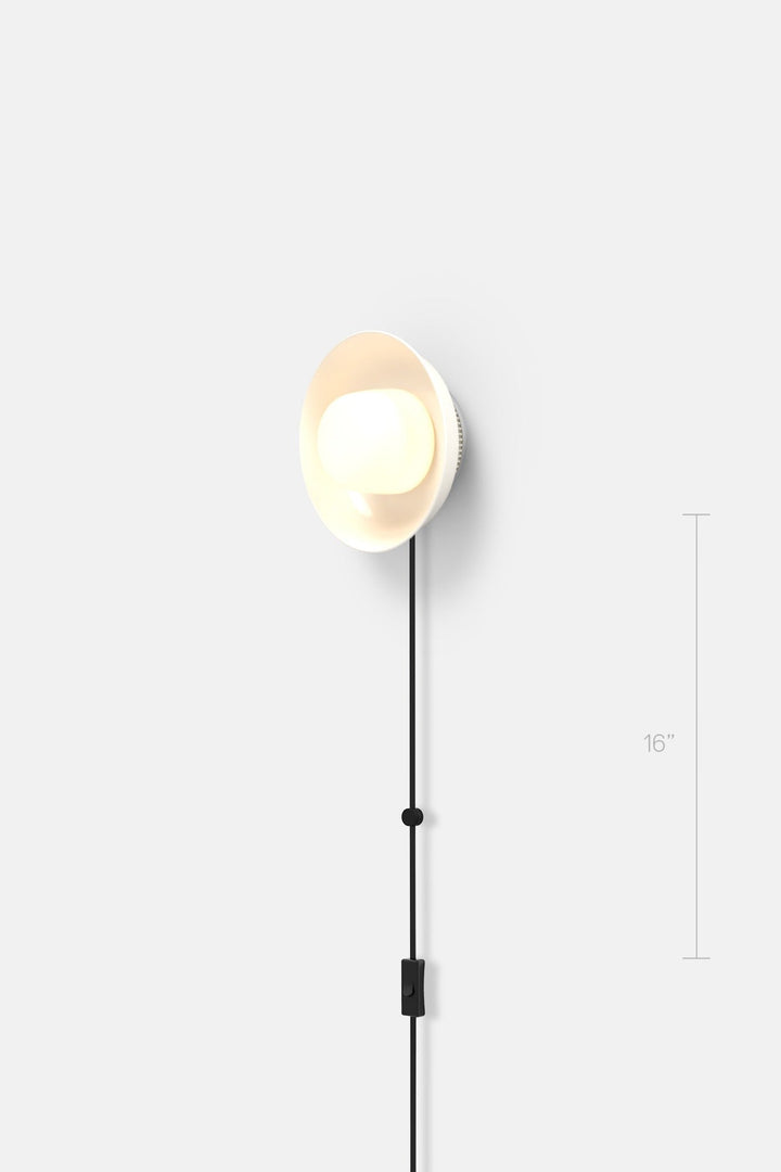 Hoist Sconce Corded - Small Glass Diffuser - Small Shade - RBW Lighting - Cream White - Corded Plug - in (Bottom) / 120V Input - 2700K (warm white) - HORNE