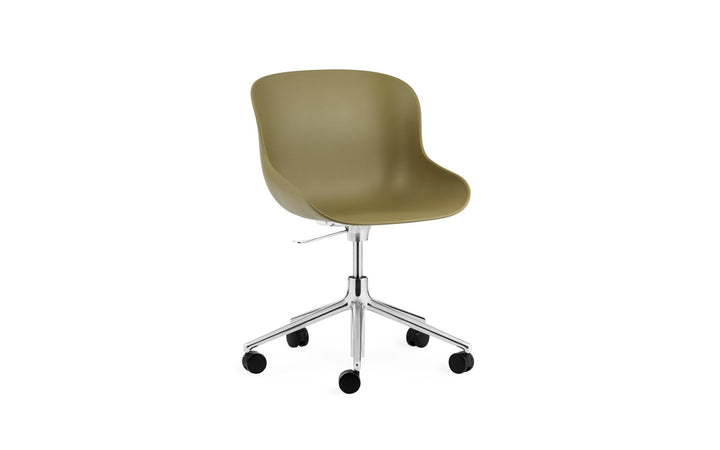 Hyg Chair Swivel 5W Gas Lift - Normann Copenhagen Swivel Chairs - Hyg Chair Swivel 5W Gas Lift Alu - Olive - HORNE