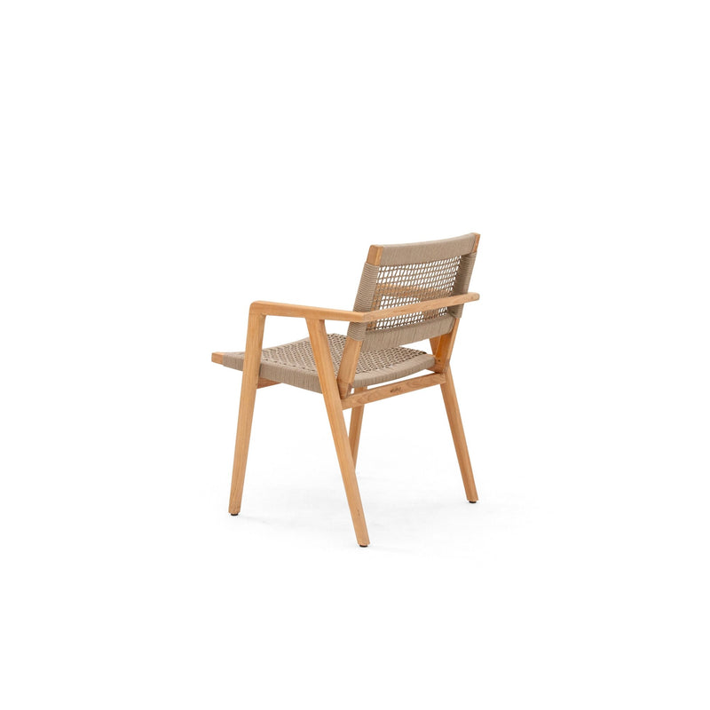 Imperia Arm Chair - BETACO Chairs - w/Seat Cushion / Taupe Rope / Teak / Slow Alezan - HORNE