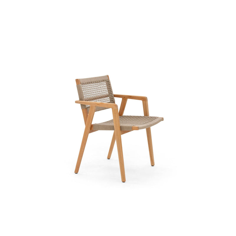 Imperia Arm Chair - BETACO Chairs - w/Seat Cushion / Taupe Rope / Teak / Slow Alezan - HORNE