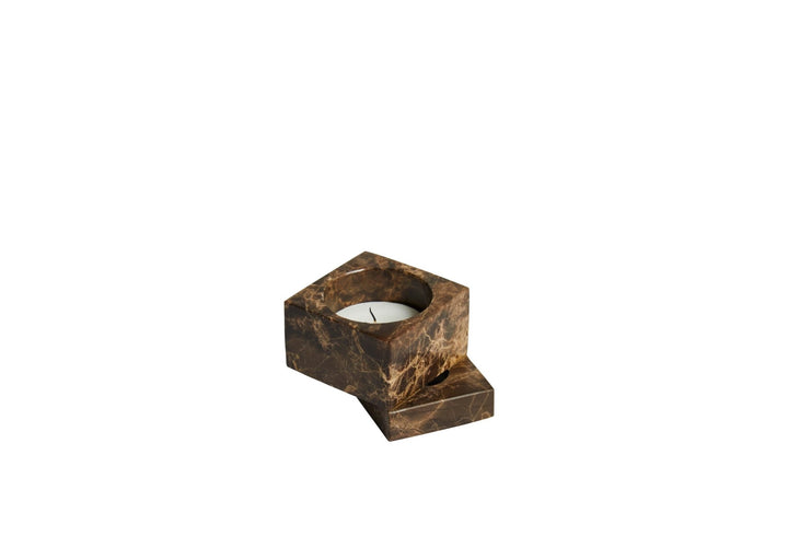 Jeu De Dés 1 Candle Holder - Woud Candle Holders - Brown - HORNE