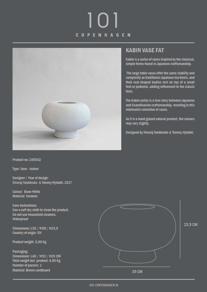Kabin Vase - 101 Copenhagen Vases - Fat - Bone White - HORNE
