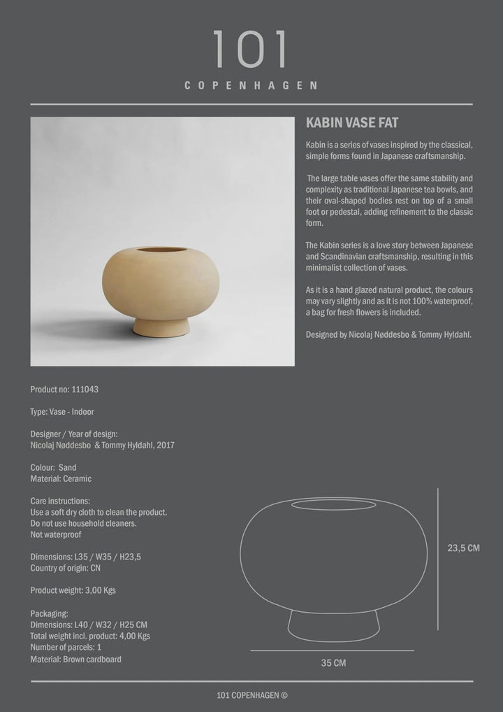 Kabin Vase - 101 Copenhagen Vases - Fat - Bone White - HORNE