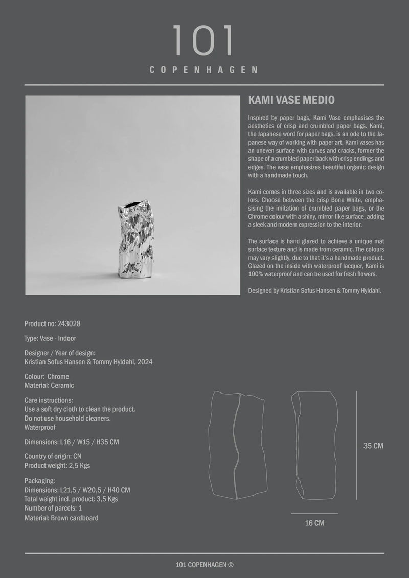 Kami Vase - 101 Copenhagen Vases - Big - Chrome - HORNE