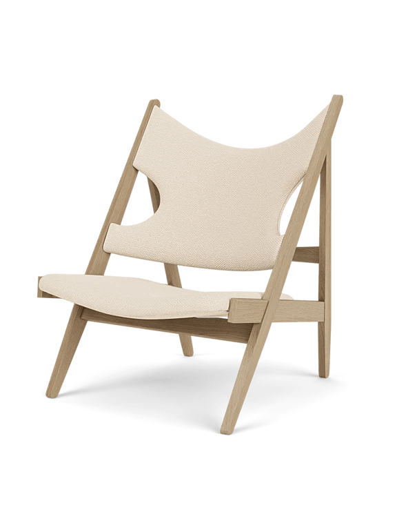 Knitting Lounge Chair - Leather & Fabric - Audo Copenhagen Chairs - Natural Oak with Logan Jasmine Fabric - HORNE
