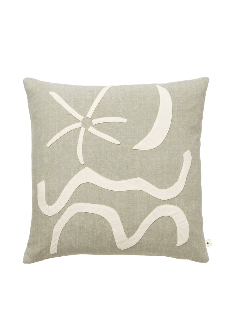 Kove Applique Cushion - Ferm Living Bedding + Pillows - Elm Green - HORNE