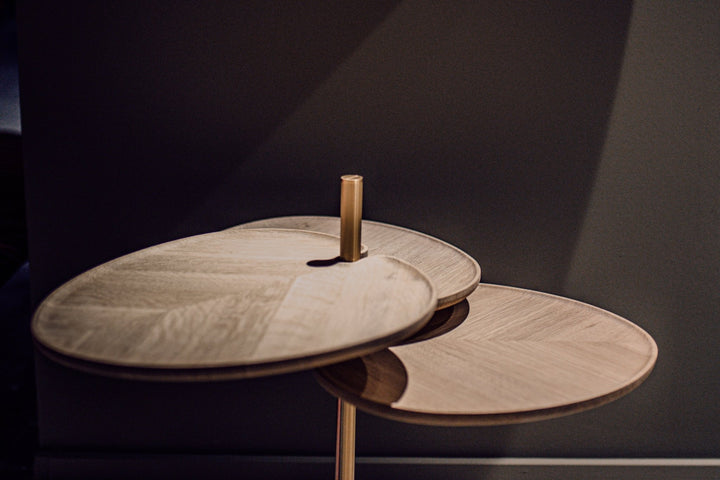Leaf-3 Side Table - Per/Use Tables + Desks - Brass Bronze - Walnut Natural Oiled - HORNE