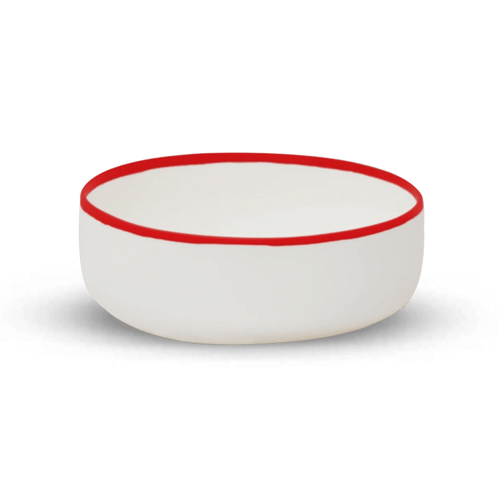 Ligne Bowl - Tina Frey Serveware - Medium - White With Red Rim - HORNE