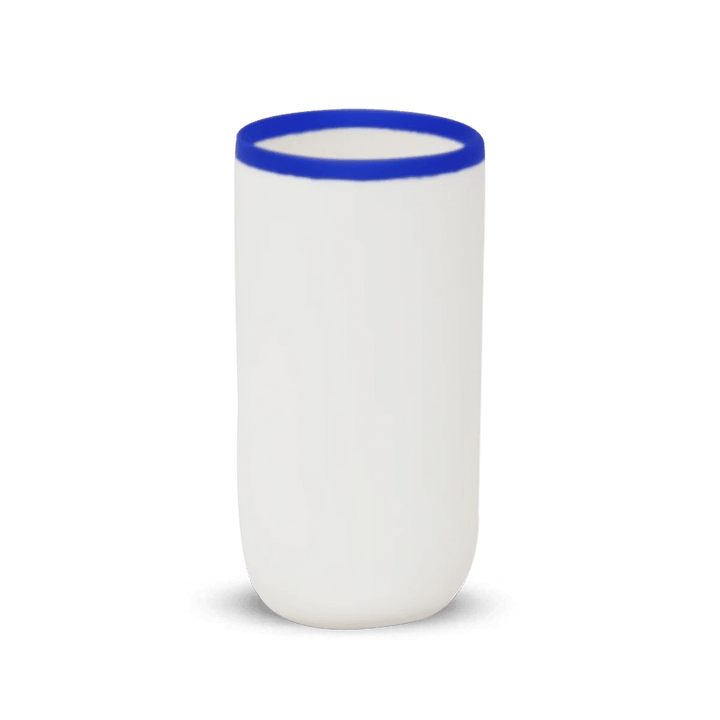 Ligne Cup - Tina Frey Serveware - Tall - White With Cobalt Blue Rim - HORNE