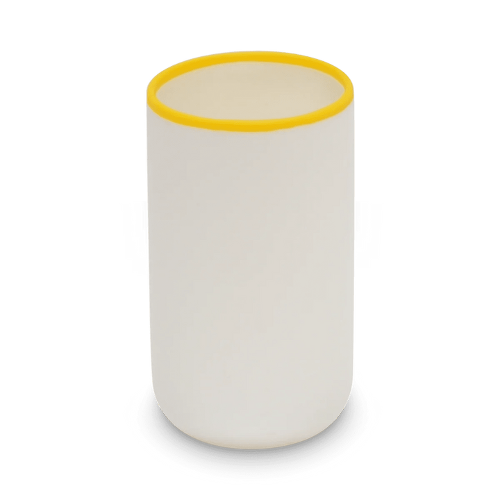 Ligne Cylinder Vase - Tina Frey Decorative Objects - White With Sunshine Yellow Rim - HORNE