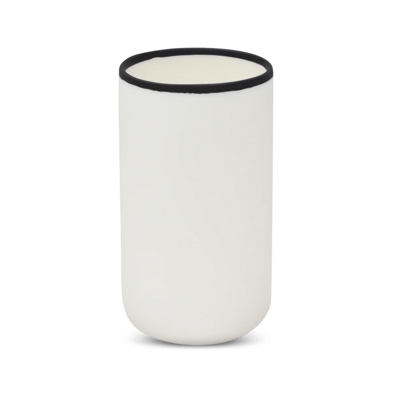 Ligne Cylinder Vase - Tina Frey Decorative Objects - White With Black Rim - HORNE