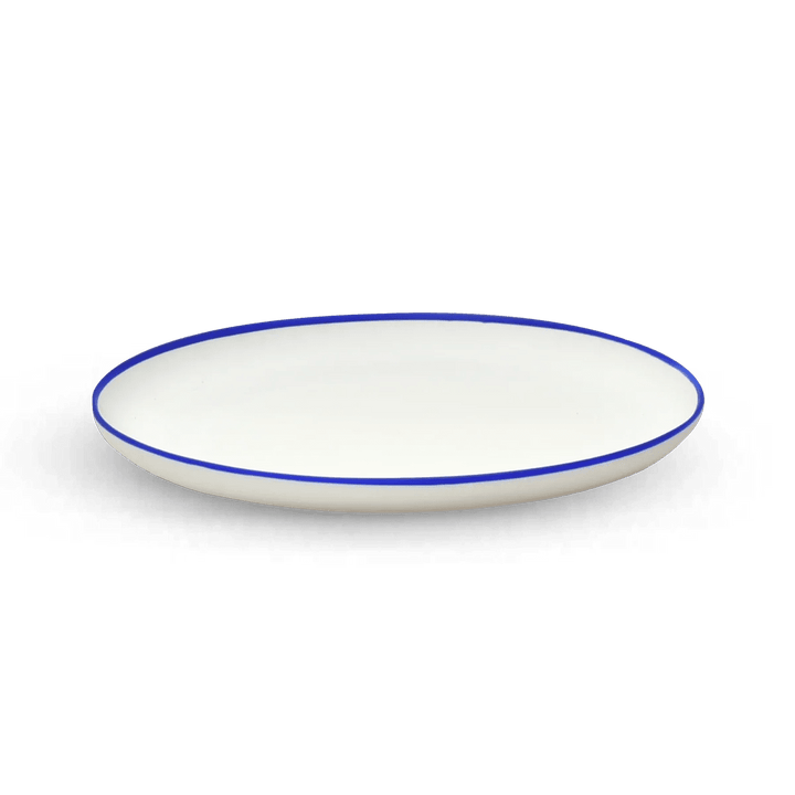 Ligne Platter - Tina Frey Serveware - Large - White With Cobalt Blue Rim - HORNE