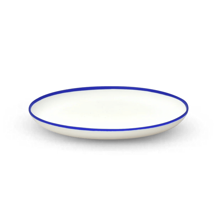 Ligne Platter - Tina Frey Serveware - Medium - White With Cobalt Blue Rim - HORNE