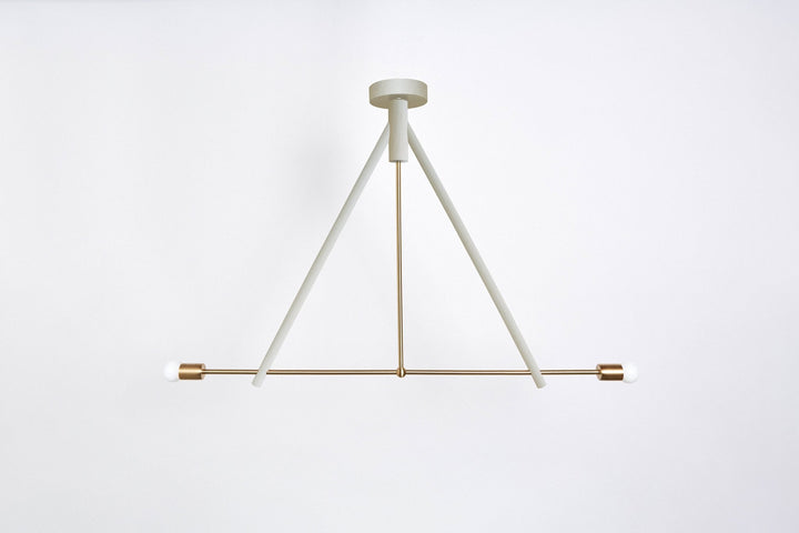Lodge Chandelier II - Workstead Chandeliers - Painted White Oak - Hewn Brass - HORNE